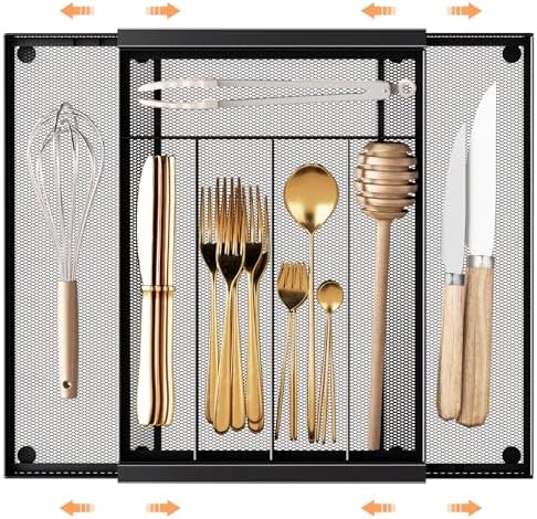Sedegn expandable silverware tray: 9.6"-16.1" wide holds large utensils by sedegnhome