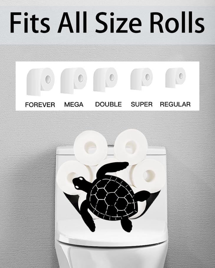 Sea Turtle Toilet Tissue Holder,Animal Paper Holders,Decorative Metal Papers Holder,Funny Toilet Animal Storage for Bathrooms,Bathroom Paper Organizer for Extra 8 Rolls Art Decor - Image 3