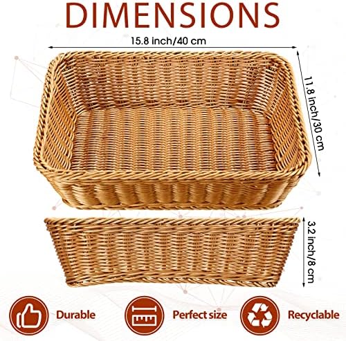 Eccliy 20 Pack Wicker Bread Baskets Woven Serving Basket, 15.8 Inch - Image 2