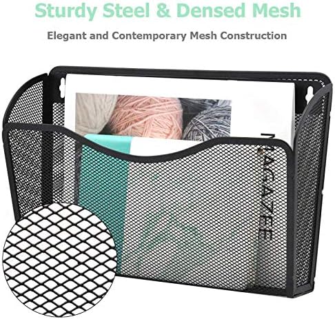 EASEPRES 6 Single Pocket Mesh Hanging File Organizer, Vertical Wall Mounted Magazine File Holder, Mount Basket Mail Paper Document Folder Organizing for Office, Home and School, Black - Image 4