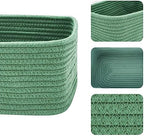 MiniArk Small Storage Baskets for Organizing | Closet Organizer Bins | Shelf Toy Basket | Woven Rope Baskets | Cube Decorative Box | Shallow Basket | 11.5x7.5x4.7” | 4 Packs Green - Image 3
