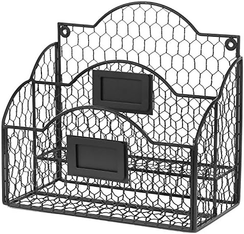 MyGift Black Mail Organizer, 2 Compartment Desk File Holder with Labels - Image 6