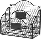 MyGift Black Mail Organizer, 2 Compartment Desk File Holder with Labels - Image 6