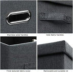Graciadeco Large 17" 36 Quart Collapsible Stackable Storage Bins with Lids, 5 Packs Dark Gray Foldable Fabric Closet Storage Boxes with Lids Heavy-duty Linen Cube Baskets(17 x 12 x 11) - Image 6