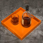 KEVLANG Orange Sturdy Acrylic Serving Tray with Handles-12x12Inch-Serving Coffee,Food,Breakfast,Butler-Kitchen Countertop Tray-Makeup Drawer Organizer-Vanity Table,Ottoman Tray-Decorative Tray - Image 7