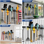 Sttoraboks Garage Wall Organizer, Heavy Duty Tool Hangers for Garage Wall with 6 Double Hooks & 2 Rails, Tool Organizer Wall Mount, Garage Hanging Storage Rack for Shovel, Rake, Broom and Ski Gear - Image 6