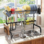 Over The Sink Dish Drying Rack, Adjustable 25.5-33.5 in, 2-Tier, Black - Image 2