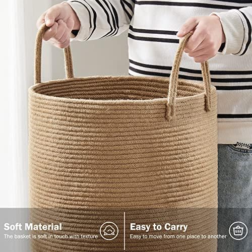 YOUDENOVA Jute Rope Laundry Hamper Basket, 58L Blanket Basket for Nursery - Image 4