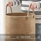 YOUDENOVA Jute Rope Laundry Hamper Basket, 58L Blanket Basket for Nursery - Image 4