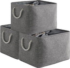 TheWarmHome Storage Basket for Organizing - 16x12x12 inch 3 Pack Fabric Storage Cubes, Cube Storage Bin for Shelves Closet Organizer Cloth Gift Toy (Grey) by TheWarmHome