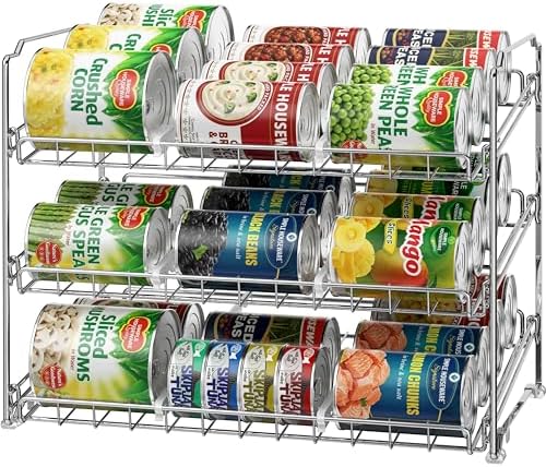 Simple Houseware 3-Tier Stackable Can Organizer Rack Hold 36 Cans, Chrome by SimpleHouseware