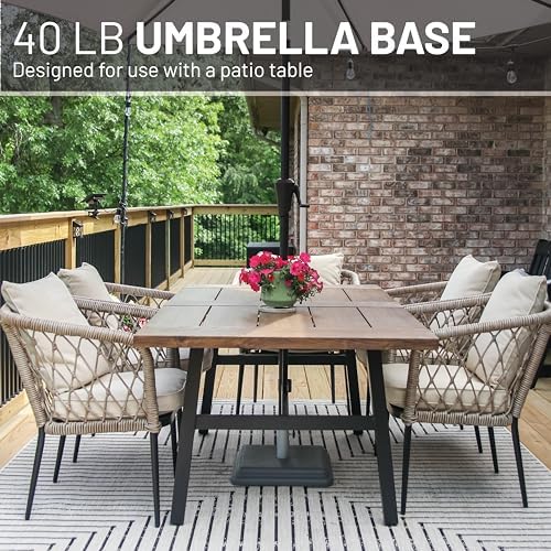 US Weight 40lb Outdoor Umbrella Base - Use with Patio Table - Grey - Image 2