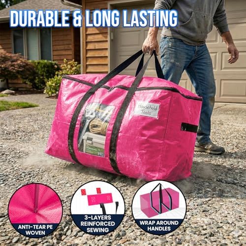 TAILI 6 Pack Pink Extra Large Moving Bags,Storage Bags with Visible Window - Image 3