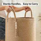 Fiona's magic Jute Rope Laundry Hamper, 58L Tall Blanket Storage - Image 4