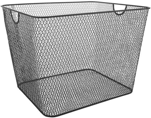 Ybm Home Household Wire Mesh Open Bin Shelf Storage Basket Organizer Black For Kitchen Pantry, Cabinet, Fruits, Vegetables, Pantry Items Toys 15 x 12 x 11.5 by YBMHome