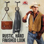 Cowboy Hat Rack - Set of 2 Decorative Wall-Mounted Holder - Heavy-Duty Iron Hanger and Organizer DIY Kit for Hats, Coats and Keys - Rustic Western Horseshoe Hooks for Storage and Display - Image 7