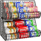 2-Tier Stackable Can Organizer for Pantry Shelves, 2 Pack Soda Can Organizer with 4 Adjustable Dividers, Kitchen Can Storage Organizer, Wire Drink Organizer, Metal Can Dispenser for Cabinets Shelf by Lyuwanxian