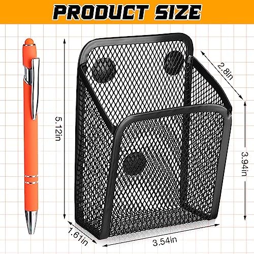 Yexiya Magnetic Pencil Holder Metal Magnetic Basket Mesh Pen Holder Black Desk Organizer for Work Whiteboard Refrigerator Locker Office Accessories(9 Pcs) - Image 2