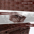 Onlytak Wicker Storage Baskets, Baskets for Shelves, Toilet Paper, Woven Storage Baskets for Organizing, Brown, 12" x 12" x 6", 2-Pack - Image 3
