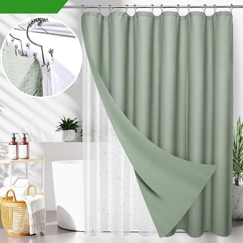25 PCS Green Bathroom Accessories Set丨Shower Curtain Bathroom Accessory - Image 3