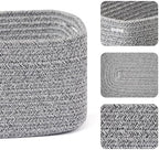 MiniArk Small Storage Baskets for Organizing | Closet Organizer Bins | Shelf Toy Basket | Woven Rope Baskets | Cube Decorative Box | Shallow Basket | 13x8.5x5.1” | 3 Packs Mixed Grey - Image 2