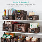 Best Choice Products Pantry Baskets Set of 2 16x12in Water Hyacinth Storage Baskets, Woven Wicker Kitchen Organizers with handles w/Chalkboard Label Chalk Marker - Brown - Image 4