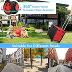 Foldable Shopping Utility Cart Portable Rolling Crate Handcart with 360°Rotate Wheel,Hidden Lid,Telescoping Handle Collapsible for Travel Shopping Moving Storage Office Use(Black/Red) - Image 4