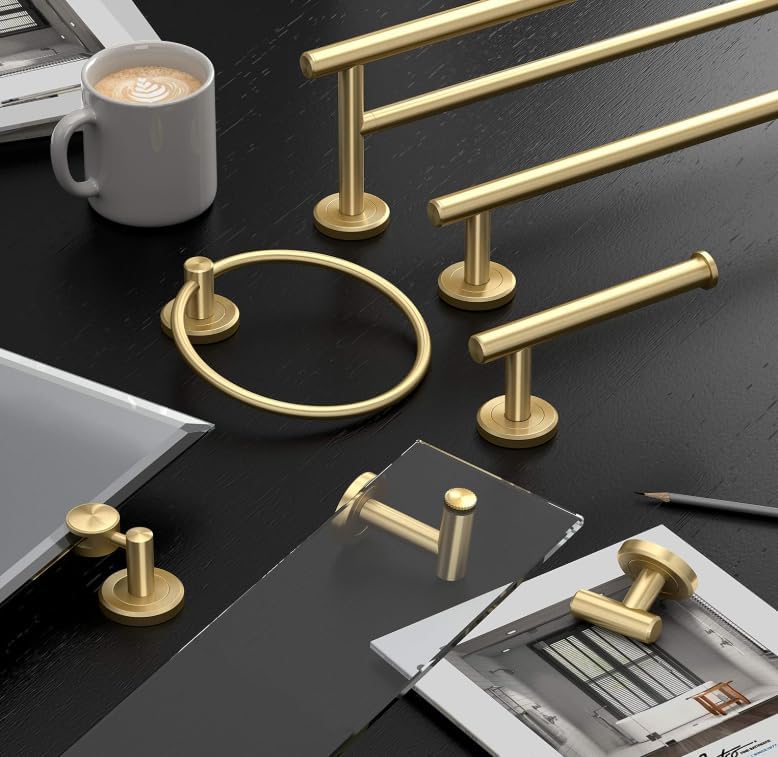 Gatco 1431B Freestanding Toilet Paper Holder Stand, Modern Bathroom Toilet Tissue Holder with Weighted Rectangle Base, Brushed Brass Finish, 22.25 Inch - Image 5