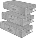 punemi 6.7 in High Under Bed Storage Containers with Zipper Lid, 3Pack,Grey by Punemi
