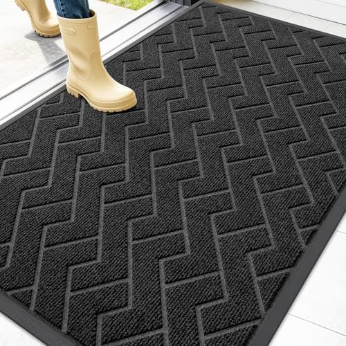 OLANLY Front Door Mat Outside 47x32, All-Season Absorbent Rubber Doormat by OLANLY