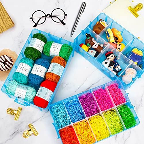 INSCRAFT 7 Layers Stackable Storage Container, 70 Adjustable Compartments (Blue) Stackable Storage Container, Perfect for Kids Toys, Art Crafts, Jewelry, Supplies, Mini Case & Letter Sticker Included - Image 2