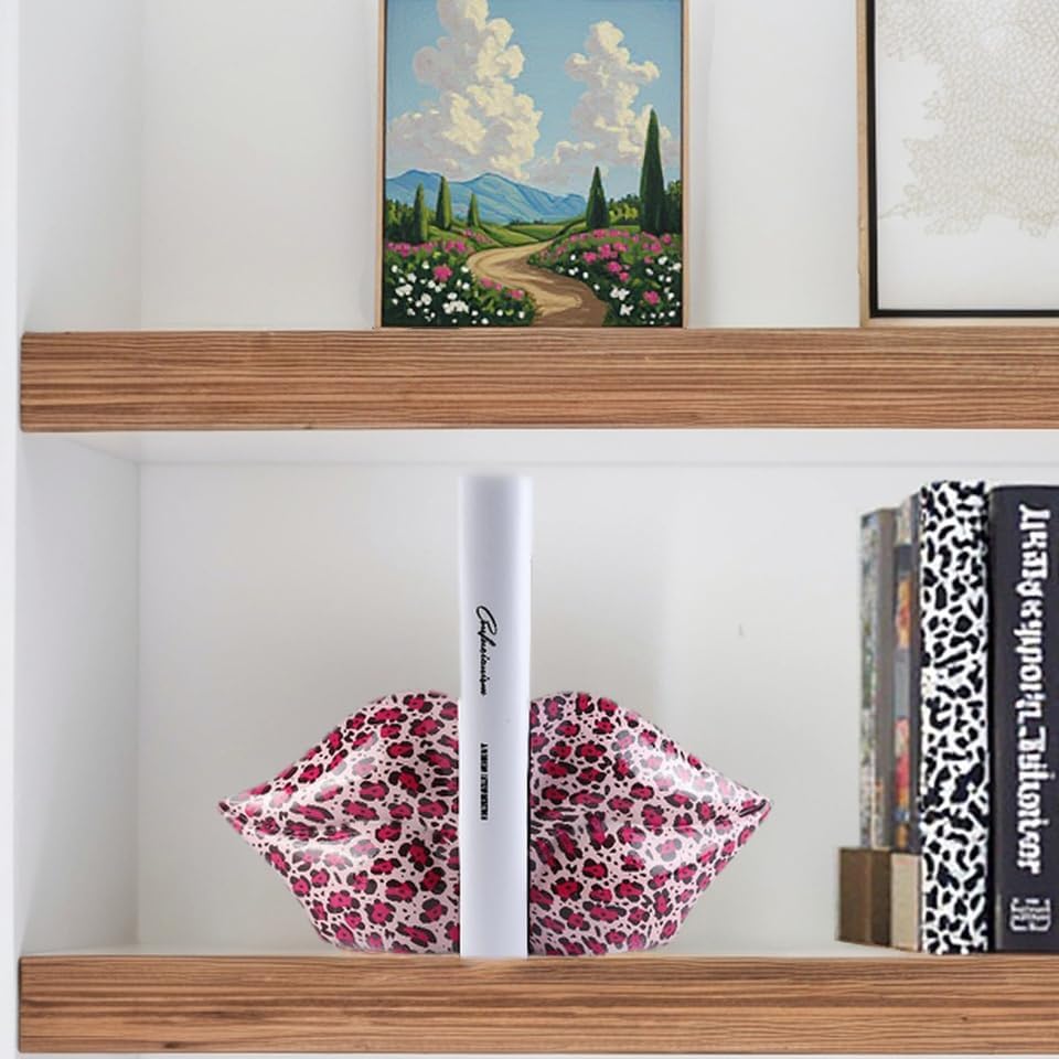 Unique Leopard Print Lip Bookends for Home Living Room Decor - Image 6