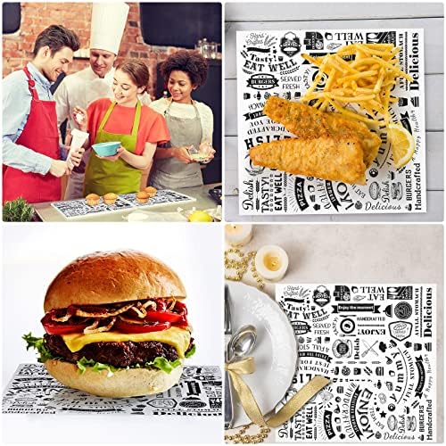 Marspark 400 Pcs Deli Wax Paper Sheets Grease Resistant, White Black - Image 6
