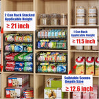 JKsmart 2-Tier Stackable Rack Organizer for Pantry, Adjustable Dispenser Holds Up to 88 Cans, Storage Holder for Various Ounces of Canned Drinks, Black, 3 Pack - Image 6