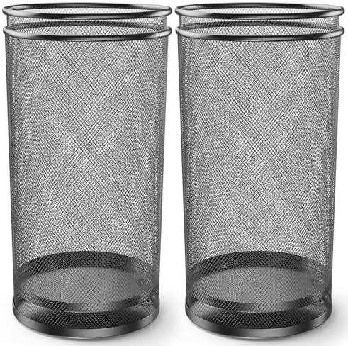 DUNCHATY 4 Pack Metal Mesh Umbrella Stand for Entryway - 19.5 Inch Heavy Duty Iron Umbrella Holder with Seamless Bottom - Freestanding Indoor Organizer Rack for Walking Canes and Bats, Black by DUNCHATY