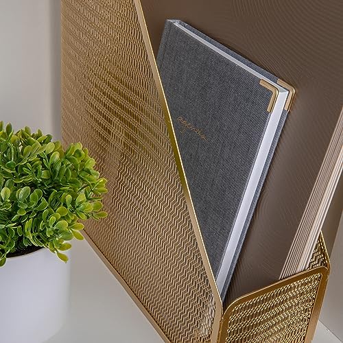 Martha Stewart Ryder Mesh Metal Magazine File Holder, Gold (Pack of 2) - Image 4