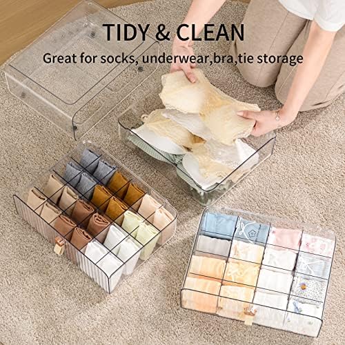 Underwear Drawer Organizer, Stackable Bra Organizer for Closet, 1 Cell Bra Storage, Sock and Underwear Organizer, Closet Organizers and Storage Drawer for Bra, Socks, Tie, Belt, Scarf - Image 2