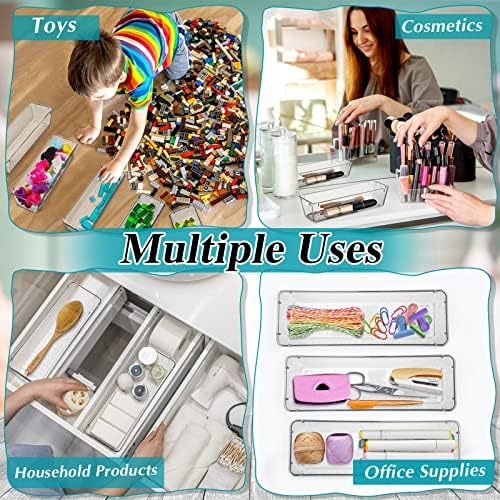 Maitys 12 Pcs Plastic Drawer Organizers, Silverware Tray, 9 x 3 x 2, Clear - Image 5