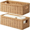 Vagusicc Wicker Storage Basket, Paper Rope Wicker Baskets with Handles, Toilet Paper Basket for Toilet Tank Top, Small Wicke Baskets for Organizing Shelves, 2-Pack, Natural by Vagusicc