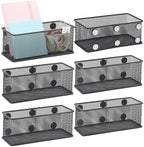 EASEPRES Magnetic Pencil Holder Set of 6 - Black Wire Mesh Storage Baskets Organizer with Strong Magnets - Perfect for Whiteboard, Refrigerator and Locker Accessories by EASEPRES