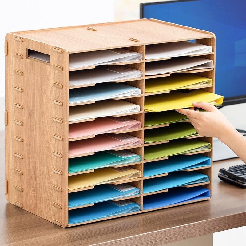 20-Slot Classroom Mailbox, Wooden Paper Organizers by Unknown