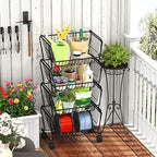 PUSDON 4-Tier Spacious Stackable Wire Storage Baskets with Wheels, Metal Rolling Utility Cart, Produce Basket for Pantry, Bathroom Organizer Shelf, Matte Black - Image 5