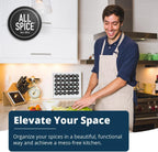 AllSpice Spice Rack Organizer, Wood, 525 Unique Labels, Countertop or Wall Mount, Includes 30 4oz Jars- Matte White - Image 2