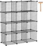 C&AHOME Wire Cube Storage, 12-Cube Storage Organizer Metal, C Grids, Black by CAHOME
