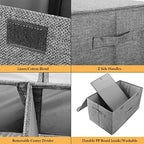 2 Pack Storage Boxes with Lids and Handles, Collapsible Linen Storage Bins Organizer Containers Baskets Cube with Removable Divider for Home Bedroom Closet Office (Red, Large) - Image 2