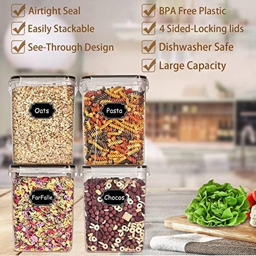 Wildone Flour Storage Containers 5.2L, 4 PCS Food Storage Containers, Black - Image 2
