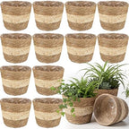 AceOrbit 12 Pcs Wicker Plant Basket Bulk with Liners Woven Planter Baskets Bulk for Indoor Outdoor Seagrass Plants Woven Wicker Baskets for Flower Pots Cover and Room Decor (Small,Bohemian) by Unknown