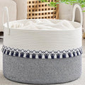 KAKAMAY Large Blanket Basket with Handles, Storage Basket for Living Room by KAKAMAY