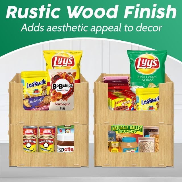 Skywin Wooden Stackable Storage Bins Open Front for Pantry Storage, 4 Pack - Image 5