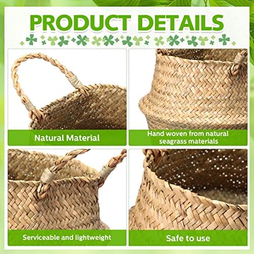Qunclay 4 Pcs Woven Seagrass Baskets Belly Basket, M,18.46''dx8.66''h - Image 4
